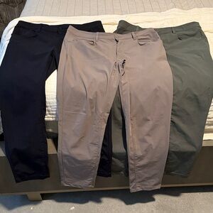 All In Motion Men's Set of 3 golf pants/ Chinos - Black, Brown/Beige, Olive